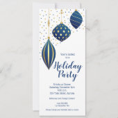 Blue Gold Weihnachtsschmuck Dots Holiday Einladung (Vorderseite)