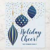 Blue Gold Weihnachtsschmuck Dots Holiday Weinetikett (Einzelnes Label)