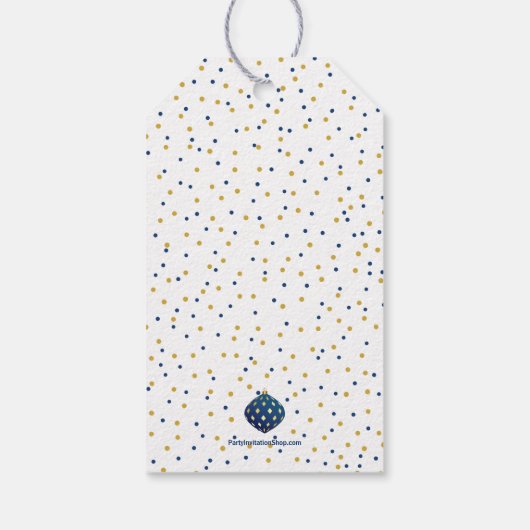 Blue Gold Weihnachtsschmuck und Dots Holiday Geschenkanhänger (Rückseite)