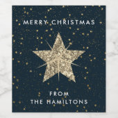 Blue & Gold | Weihnachtsstern Weinetikett (Einzelnes Label)
