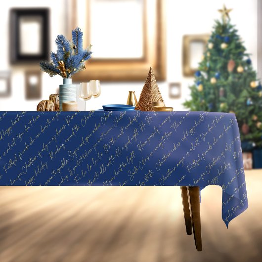 Blue Gold Weihnachtstypografie Pattern#36 ID1009 Tischdecke
