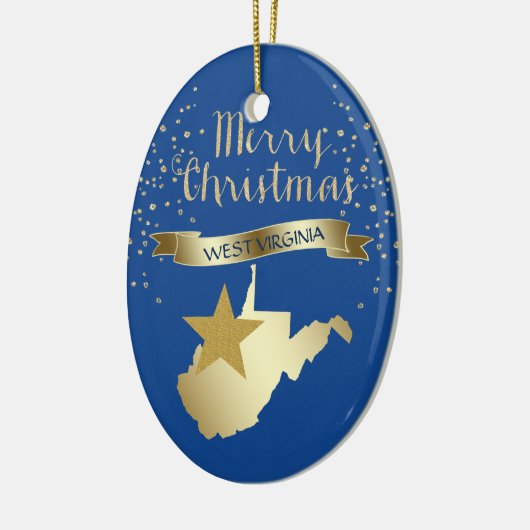 Blue Gold West Virginia Star Keramikornament (Links)