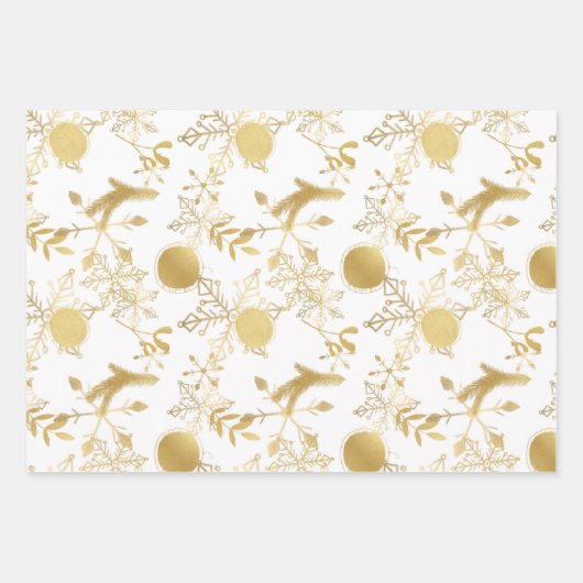 Blue Gold White Christmas Holiday Pattern Geschenkpapier Set (Vorderseite 2)