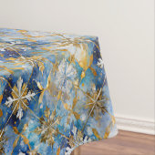 Blue Gold White Christmas Snowflakes Tischdecke (Beispiel)
