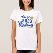 Blue Gold White Class 2025 Graduate Abschluss T-Shirt (Vorderseite)