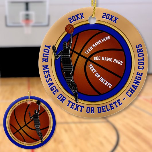 Blue Gold White Personalisiert Basketball Ornament