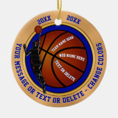 Blue Gold White Personalisiert Basketball Ornament (Vorne)