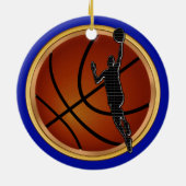 Blue Gold White Personalisiert Basketball Ornament (Hinten)