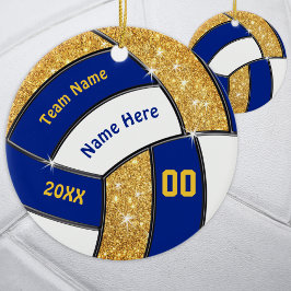 Blue Gold White, Personalisiert Volleyball Ornamen Keramik Ornament
