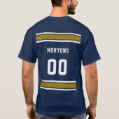 Blue Gold White Sports Jersey Teamname Unisex T-Shirt (Rückseite)