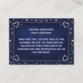 Blue Gold & White Stars Matching Hochzeitsempfang Begleitkarte (Rückseite)