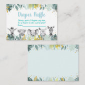 Blue Gold Wild One Safari Baby Diaper Raffle Begleitkarte (Vorne/Hinten)