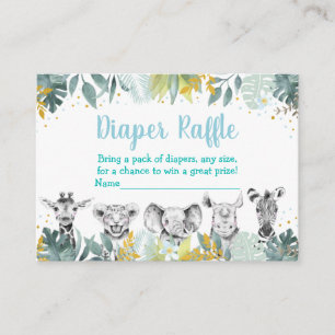 Blue Gold Wild One Safari Baby Diaper Raffle Begleitkarte