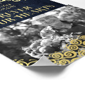 Blue & Gold Wirbel Elegante Erinnerung Poster (Ecke)