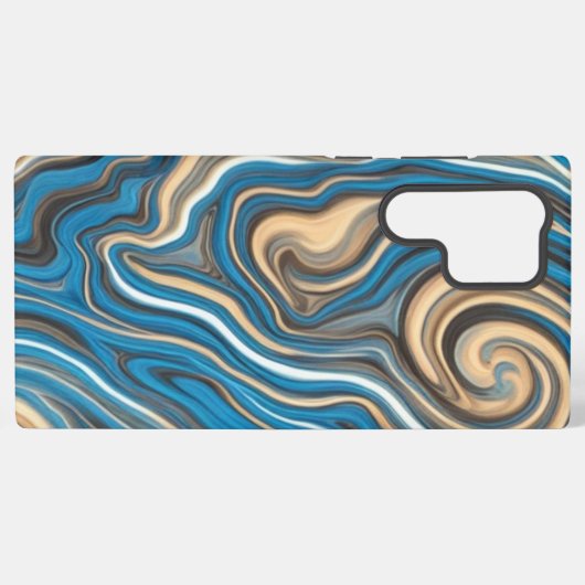 Blue & Gold Wirbel Waves S22 Ultra-Case Samsung Galaxy Hülle (Rückseite (Horizontal))