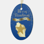 Blue Gold Wisconsin Star Keramikornament (Links)