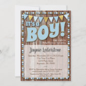 Blue Gold Wood Es ist ein Baby Dusche Einladung (Vorderseite)