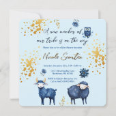 Blue Gold Woodland Baby Dusche Save the Date (Vorderseite)