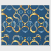 Blue Gold Wrapping Paper Geschenkpapier (Flach)