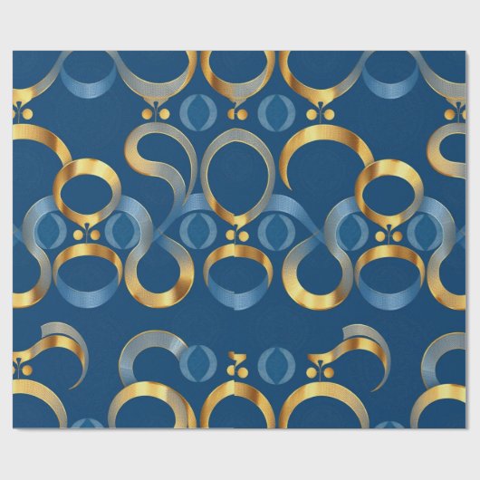 Blue Gold Wrapping Paper Geschenkpapier (Flach)