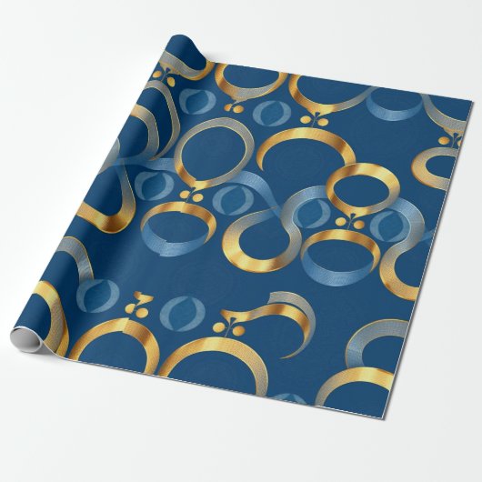 Blue Gold Wrapping Paper Geschenkpapier (Ungerollt)