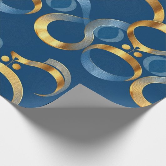 Blue Gold Wrapping Paper Geschenkpapier (Ecke)