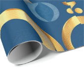 Blue Gold Wrapping Paper Geschenkpapier (Rolleneckpunkt)