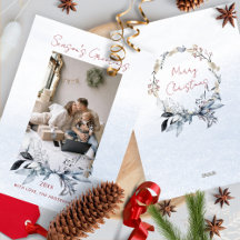 Blue Gold Wreath Couple Family Ein Foto Weihnachte