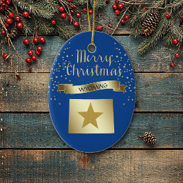 Blue Gold Wyoming Star Keramik Ornament