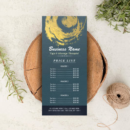 Blue Gold Yoga Massage Therapy ZEN Sign Price List Werbekarte