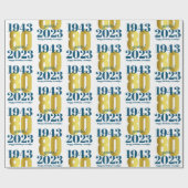 Blue Gold zum 80. Geburtstag Geschenkpapier (Flach)