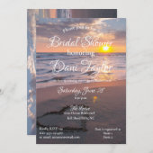 Blue & Golden Beach Sunset Brautparty Einladung (Vorne/Hinten)