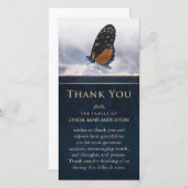 Blue Golden Butterfly Beileid Danke Karte (Vorne/Hinten)