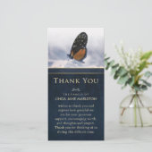 Blue Golden Butterfly Beileid Danke Karte (Stehend Vorderseite)