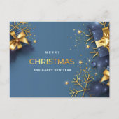 Blue Golden Christmas Ornament Firmengrüße Postkarte (Vorderseite)