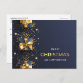 Blue Golden Christmas Ornament Firmengrüße Postkarte (Vorne/Hinten)