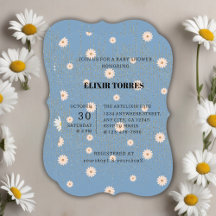 Blue Golden Daisy Glitzer Glow Baby Dusche