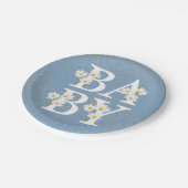 Blue Golden Daisy Glitzer Glow Baby Dusche Pappteller (Schrägansicht)