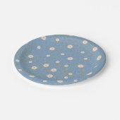 Blue Golden Daisy Glitzer Glow Baby Dusche Pappteller (Schrägansicht)