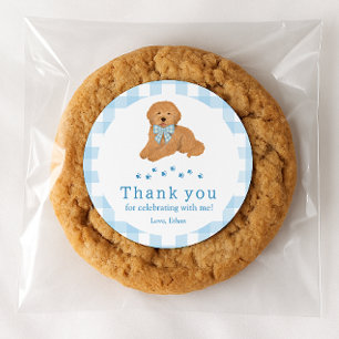 Blue Golden Doodle Geburtstags-Dankeschön-Geschenk Runder Aufkleber