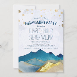 Blue Golden Mountain Engagement Party Einladung