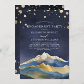 Blue Golden Mountain Engagement Party Einladung (Vorne/Hinten)