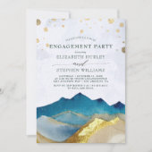 Blue Golden Mountain Engagement Party Einladung (Vorderseite)