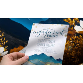 Blue Golden Mountain Engagement Party Einladung