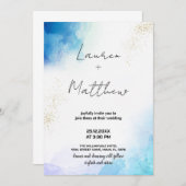 Blue Golden Wedding Einladungen (Vorne/Hinten)