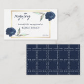 Blue GoldFrame Floral Wedding Card Begleitkarte (Vorne/Hinten)