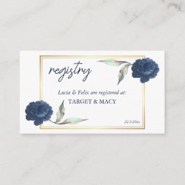 Blue GoldFrame Floral Wedding Card Begleitkarte