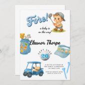 Blue Golf Baby Dusche Einladung für Jungen (Vorne/Hinten)