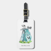 Blue Golf Bag Monogram Gepäckanhänger (Vorderseite vertikal)