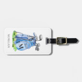 Blue Golf Bag Monogram Gepäckanhänger (Vorderseite horizontal)